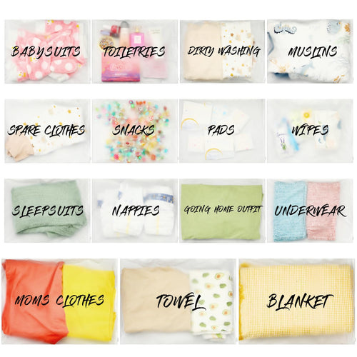 Huhumy 15 Pcs Hospital Bags for Labor and Delivery Resealable Birth Hospital Bag Essentials Frosted Clear Maternity Mommy Hospital Bag for Newborn Baby Shower Diaper Mom Gift Organizing